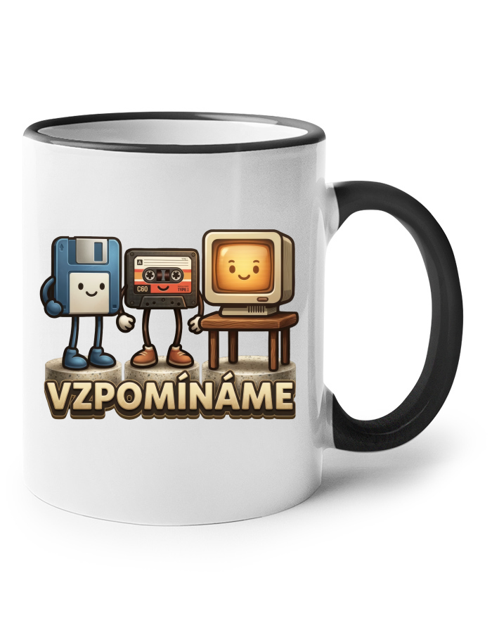 Keramický hrnek s barevným uchem Vzpomínáme