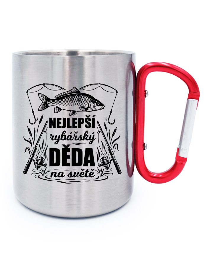 Nerezový hrnek s karabinou Nejlepší rybářský děda na světě