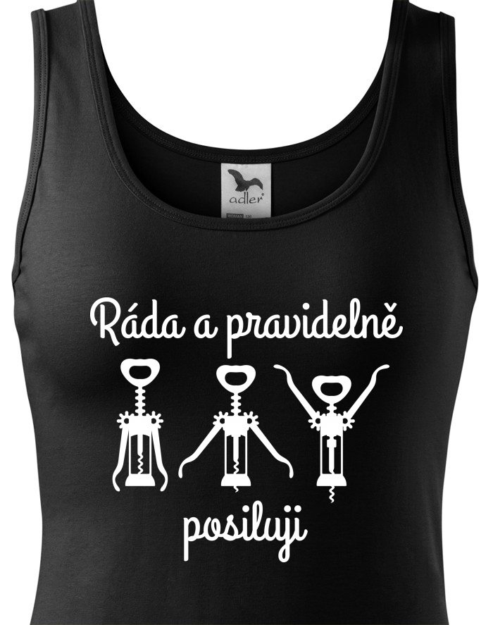 Dámské bavlněné tílko Ráda a pravidelně posiluji