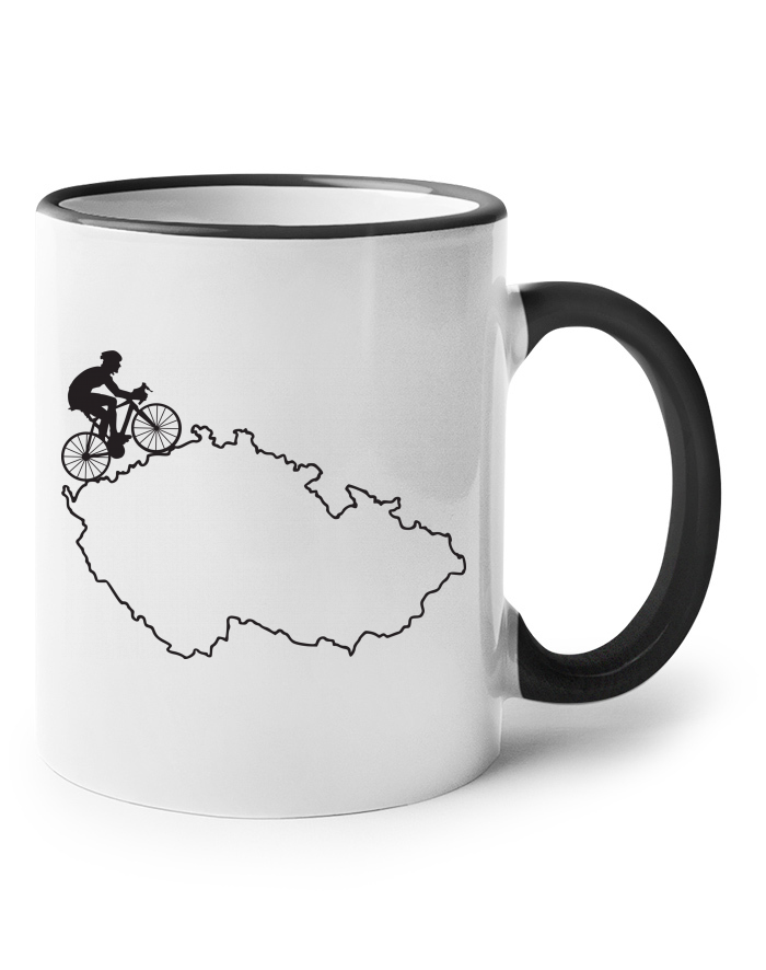 Keramický hrnek s barevným uchem – Cyklista po Česku