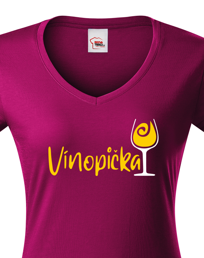 Dámské tričko s výstřihem do V Vínopička