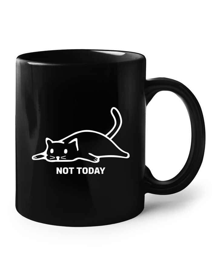 Keramický hrnek černý s kočkou Not today