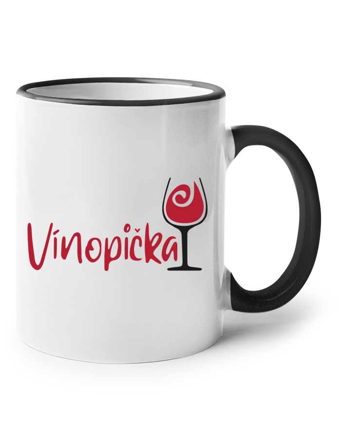 Keramický hrnek s barevným uchem Vínopička