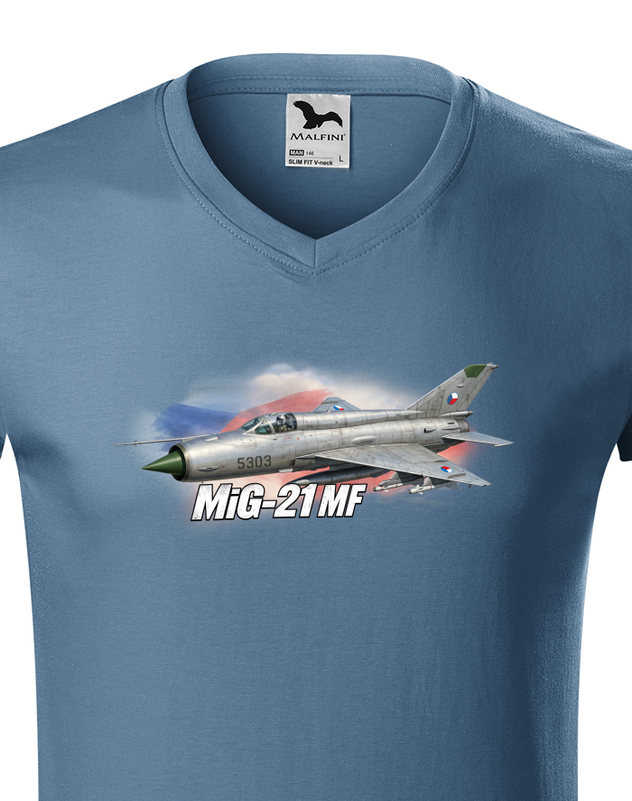 Pánské tričko s výstřihem do V MiG-21 MF 5303