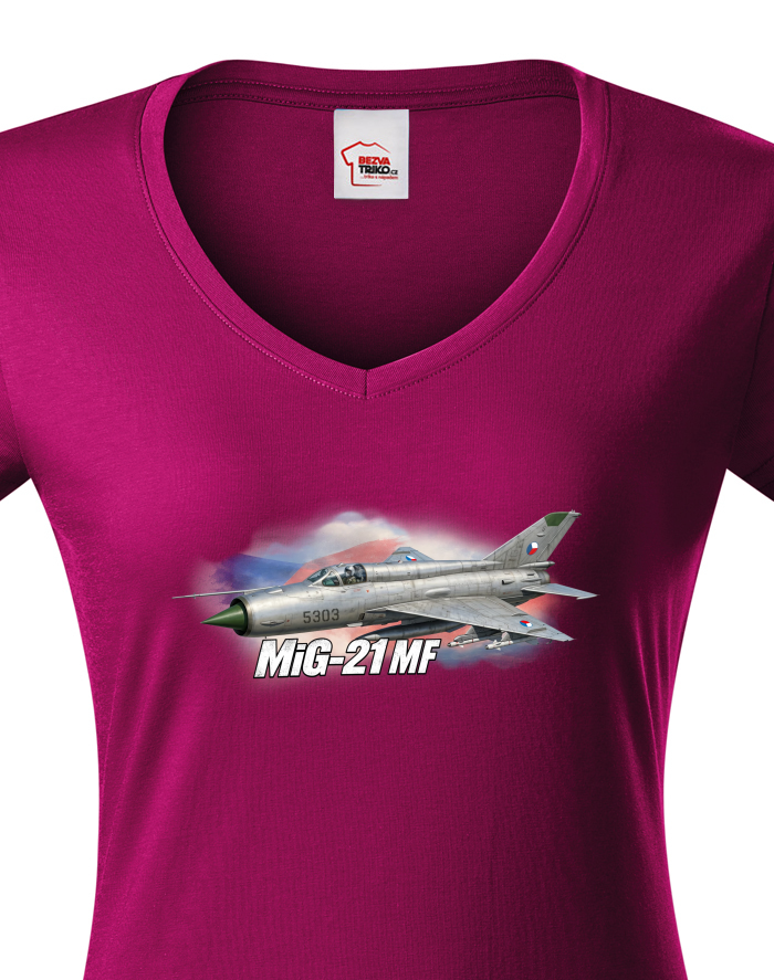 Dámské tričko s výstřihem do V MiG-21 MF