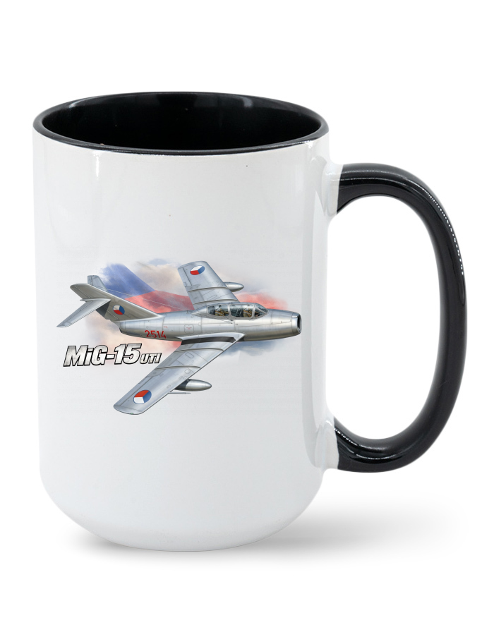 Keramický hrnek MAX MiG-15 UTI – barevný vnitřek a ucho