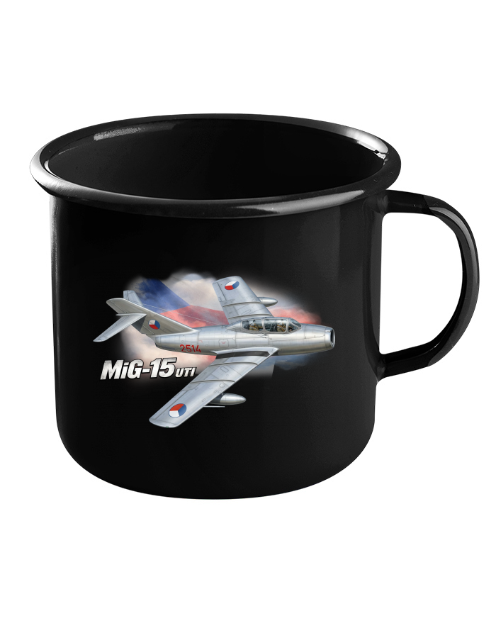 Plechový hrneček černý MiG-15 UTI