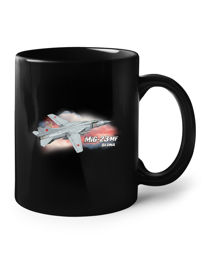 Keramický hrnek – černý Sovětská MiG-23 MF BEDNA