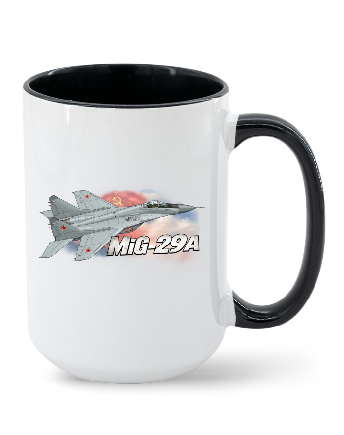 Keramický hrnek MAX - barevný vnitřek a ucho - Sovětská MIG-29A