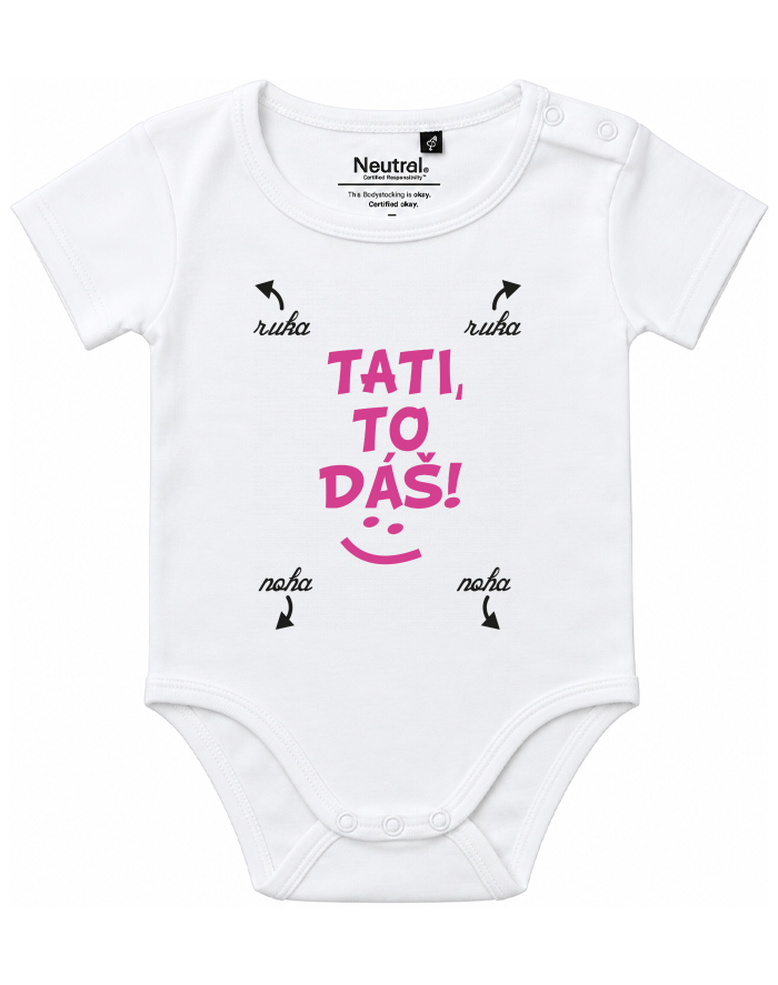 Dětské body s krátkým rukávem z bio bavlny – Tati, to dáš!