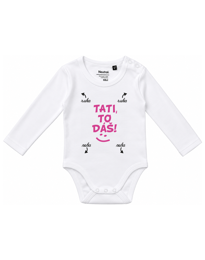 Dětské body s dlouhým rukávem z bio bavlny – Tati, to dáš!