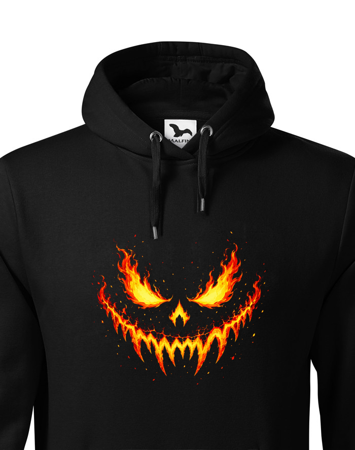 Pánská mikina s kapucí Halloween - Ohnivá tvář