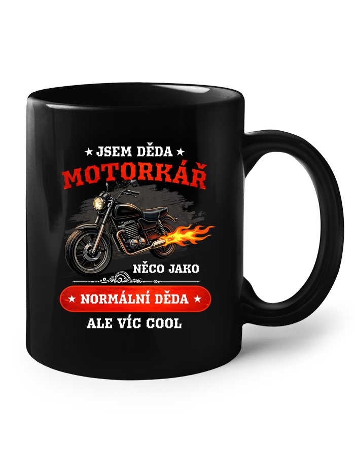 Keramický hrnek - černý triko Děda motorkář