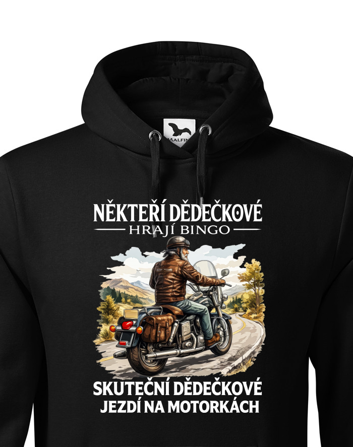 Pánská mikina s kapucí Děda motorkář 2