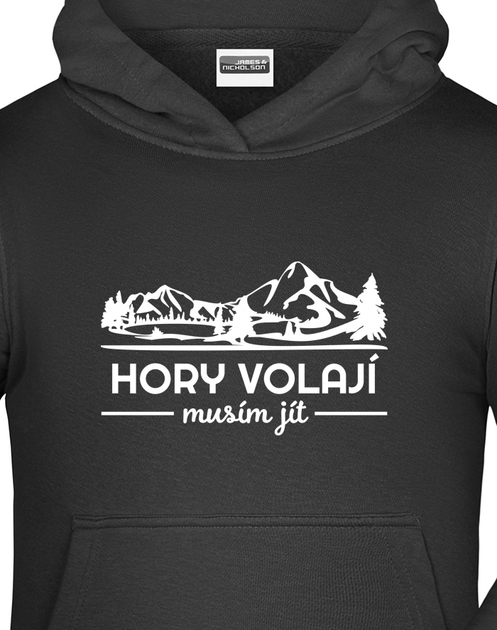 Dětská mikina s kapucí Hory volají musím jít