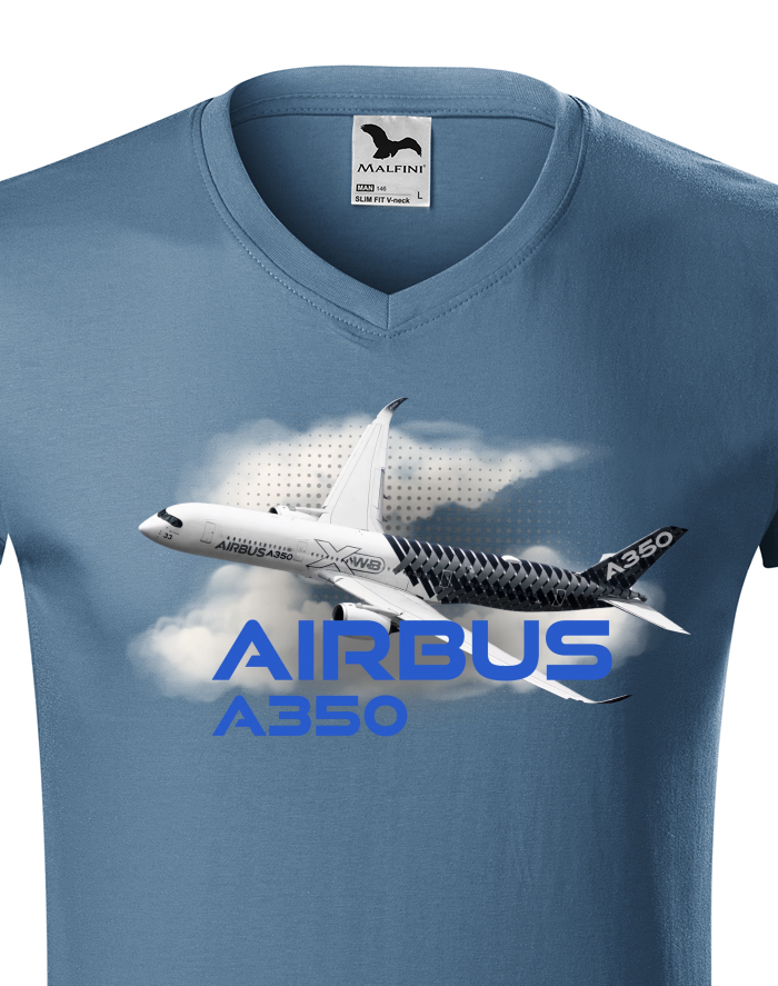 Pánské tričko s výstřihem do V – Airbus A350