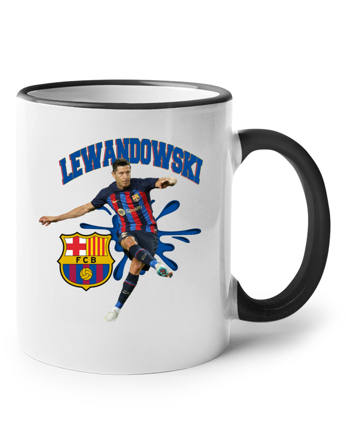 Keramický hrnek s barevným uchem Robert Lewandowski Barcelona