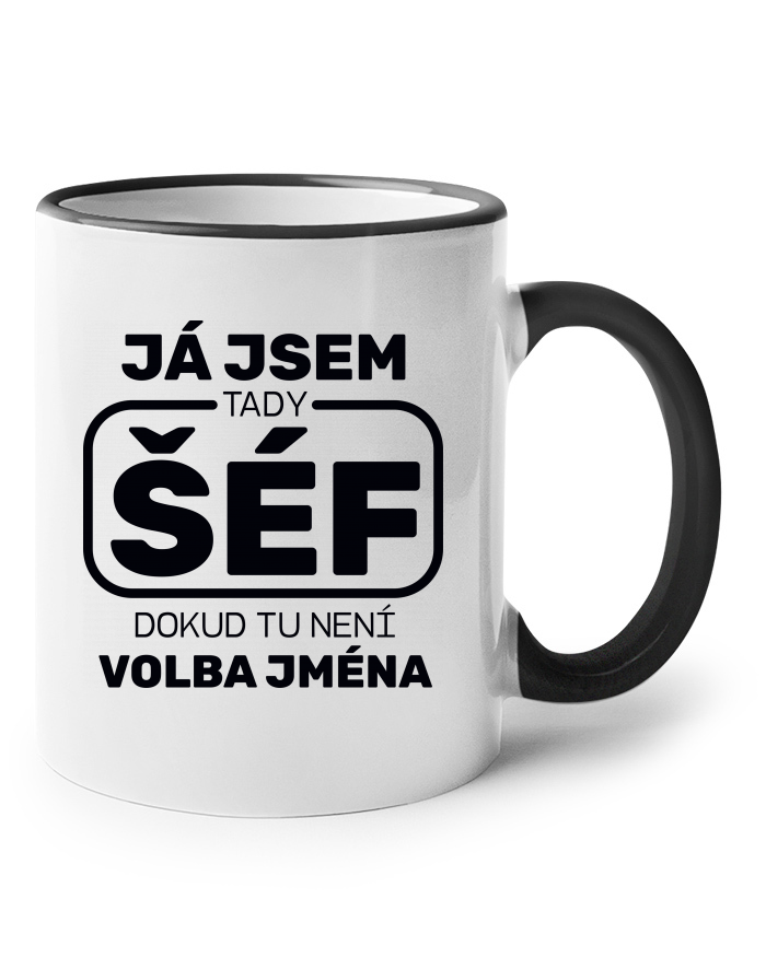 Keramický hrnek s barevným uchem Já jsem šéf