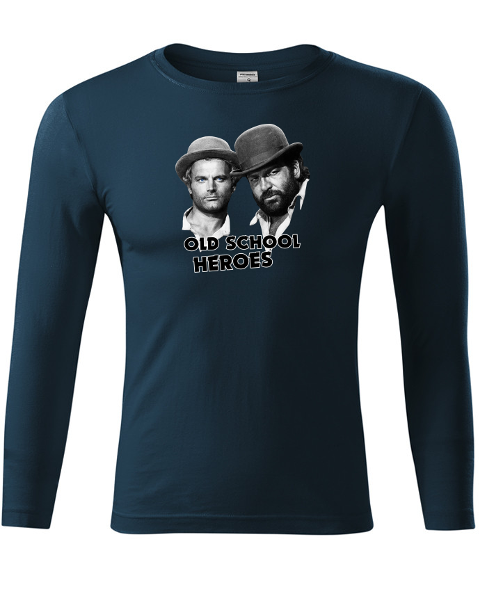 Unisex tričko s dlouhým rukávem Bud Spencer a Terence Hill Old School Heroes