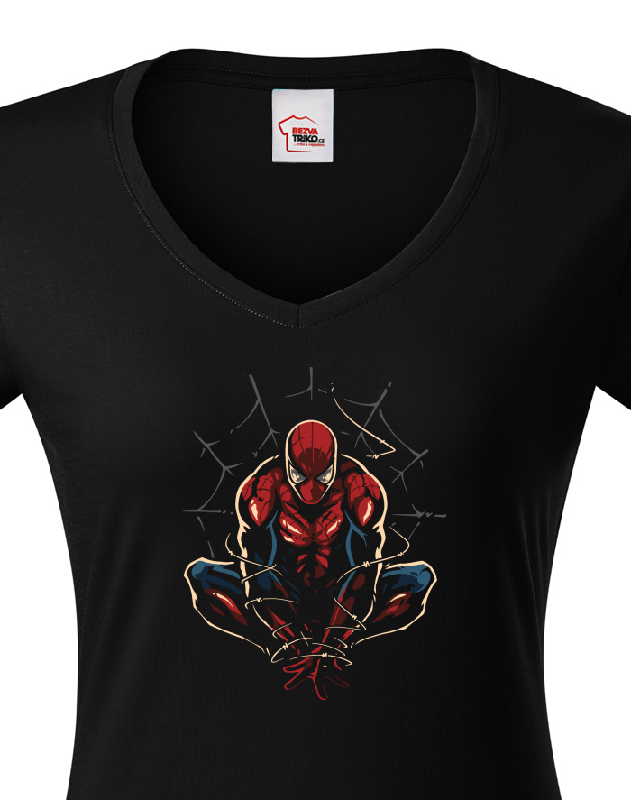 Dámské tričko s výstřihem do V – Spider-Man