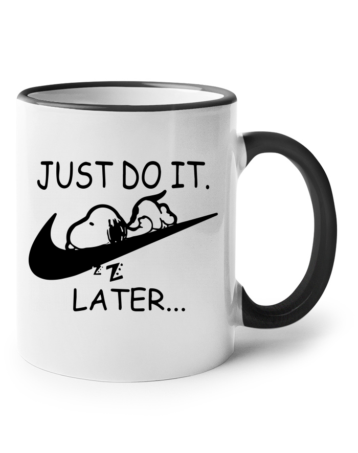 Keramický hrnek s barevným uchem Just Do It Later