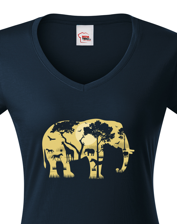 Dámské tričko s výstřihem do V – Elephant 0714