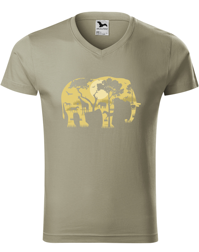 Pánské tričko s výstřihem do V – Elephant 0714