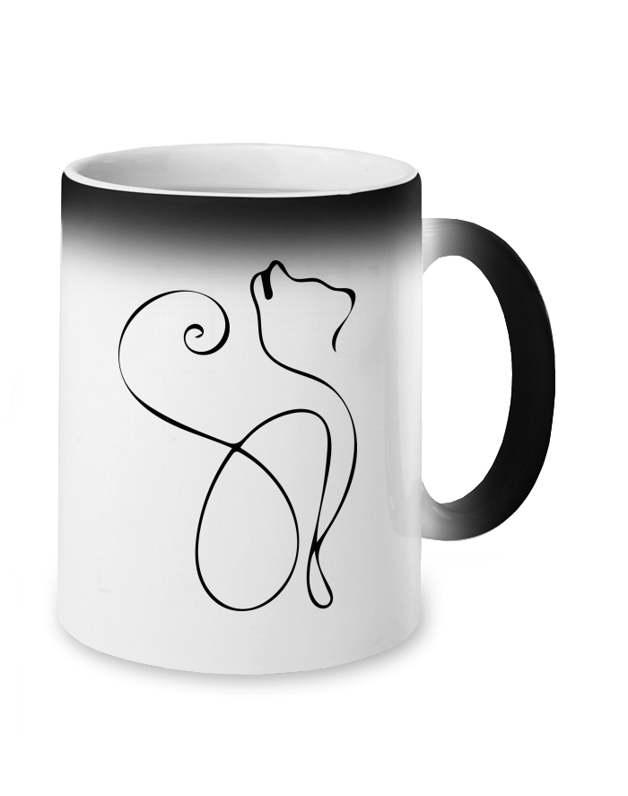 Magický měnící se hrnek s elegantní kočkou