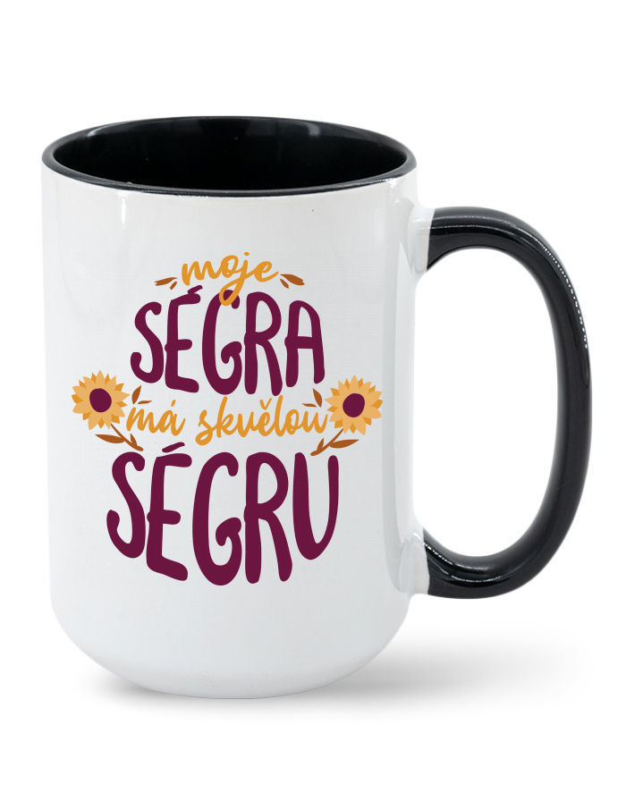 Keramický hrnek MAX Moje ségra má skvělou ségru - barevný vnitřek a ucho