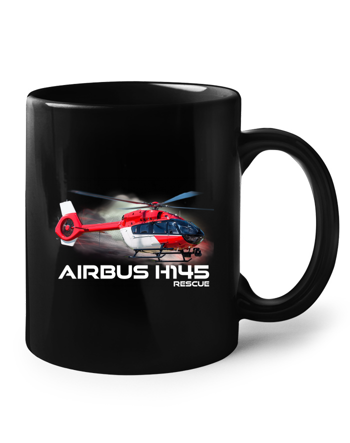 Keramický hrnek černý Airbus Helicopters H145 Rescue
