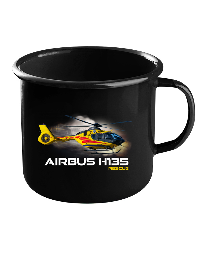 Plechový hrneček černý Airbus H135 Rescue