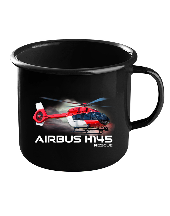 Plechový hrneček černý Airbus Helicopters H145 Rescue