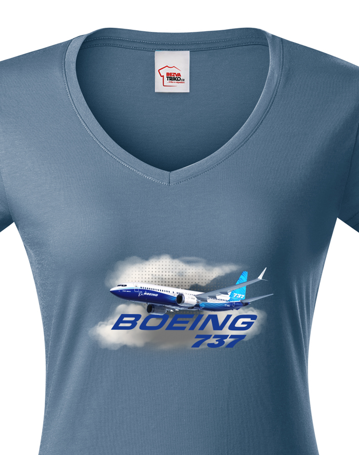 Dámské tričko s výstřihem do V Boeing 737