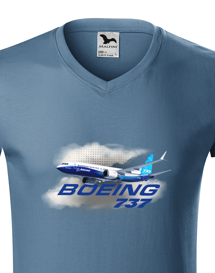 Pánské tričko s výstřihem do V Boeing 737