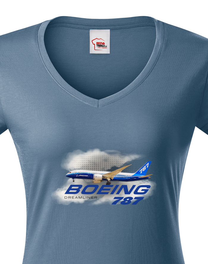 Dámské tričko s výstřihem do V Boeing 787 Dreamliner
