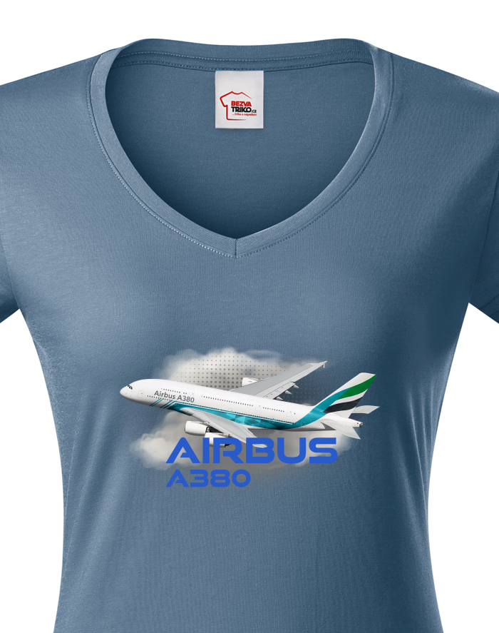 Dámské tričko s výstřihem do V Airbus A380