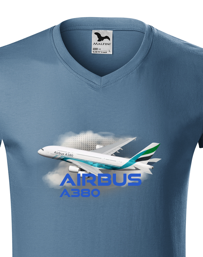 Pánské tričko s výstřihem do V Airbus A380
