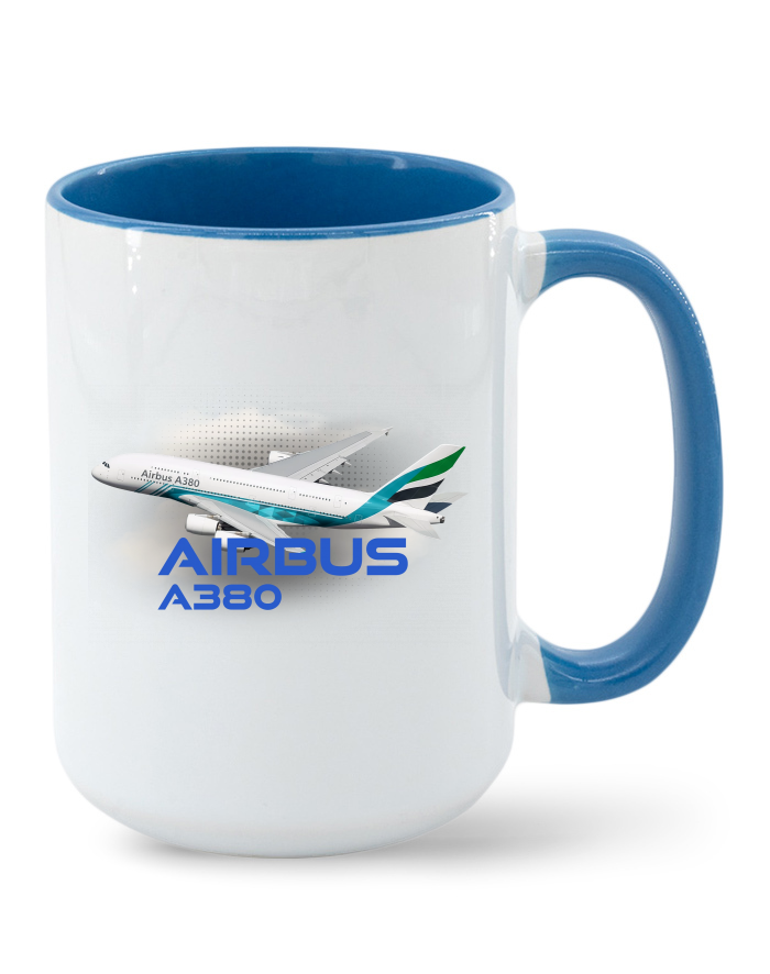 Keramický hrnek MAX Airbus A380 – barevný vnitřek a ucho