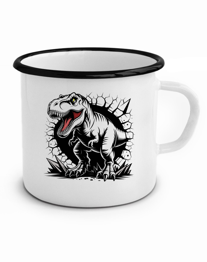 Plechový hrneček T-rex se zlobí