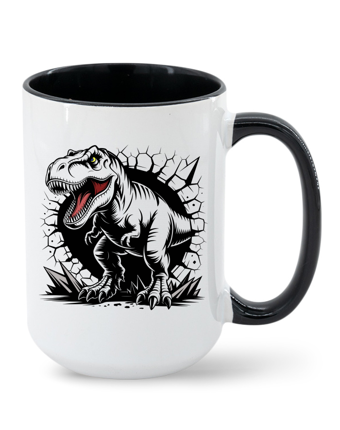 Keramický hrnek MAX T-rex se zlobí – barevný vnitřek a ucho