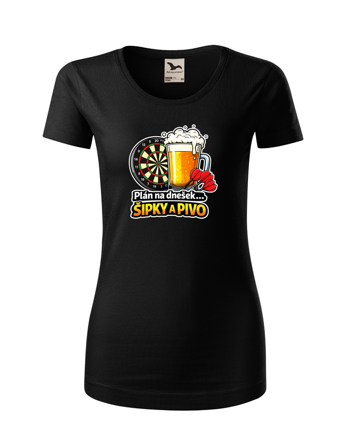 Dámské tričko Šipky a Pivo – plán na dnešek