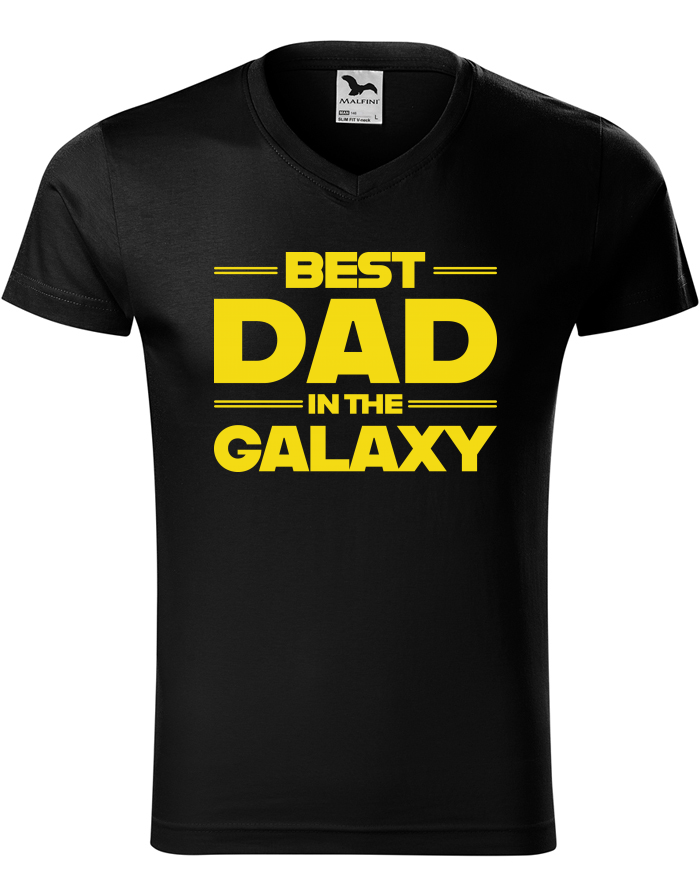 Pánské tričko s výstřihem do V Best Dad In The Galaxy