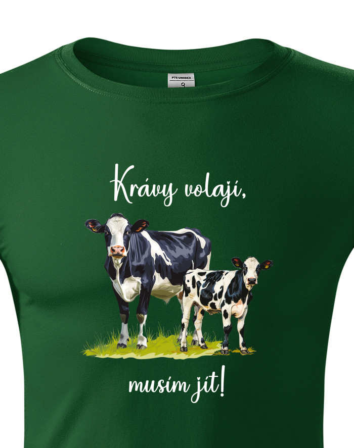 Unisex tričko s dlouhým rukávem Krávy volají, musím jít