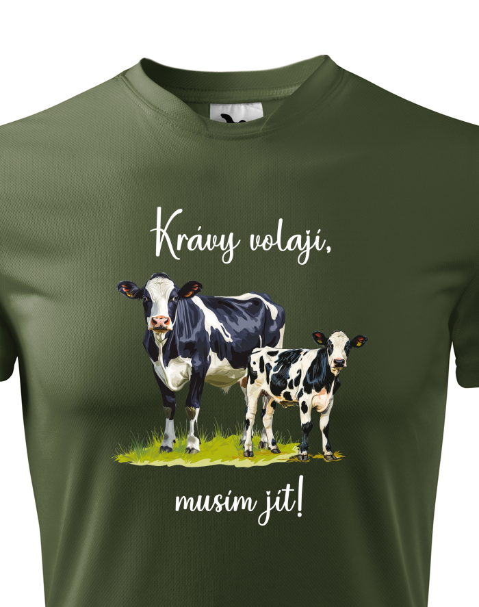 Pánské funkční tričko Krávy volají, musím jít