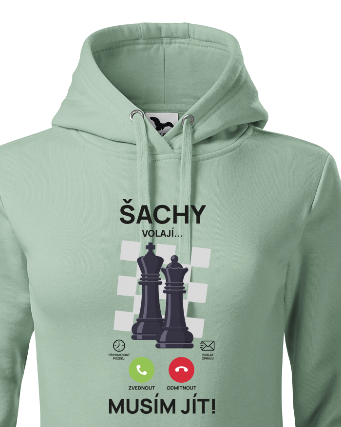 Dámská mikina s kapucí Šachy volají – musím jít