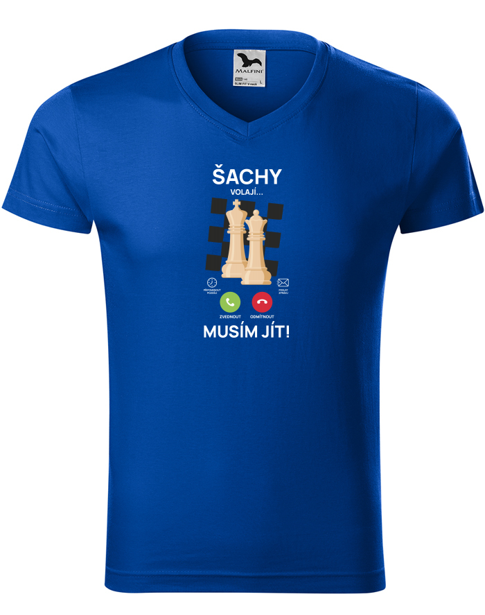 Pánské tričko s výstřihem do V Šachy volají