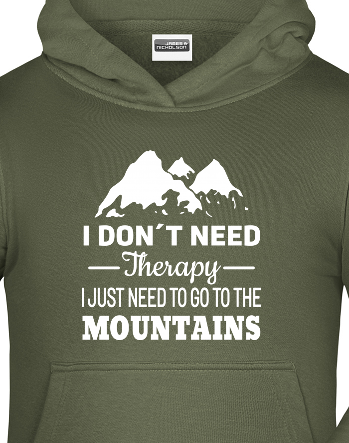 Dětská mikina s kapucí – I Don't Need Therapy, I Just Need to Go to the Mountains