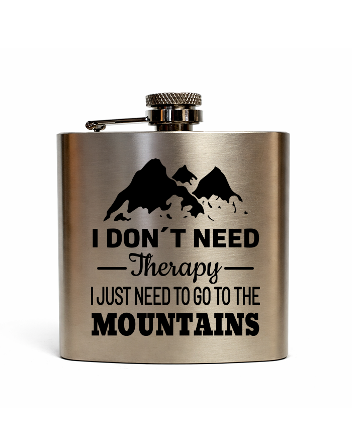 Nerezová placatka 180 ml – I Don't Need Therapy, I Just Need to Go to the Mountains