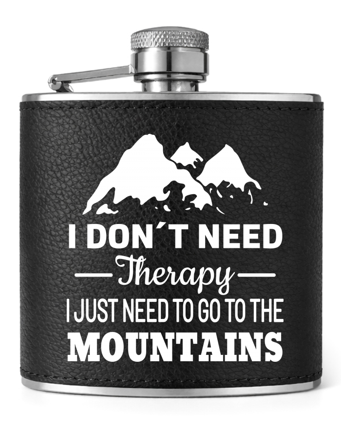 Kožená placatka 177 ml – I Don't Need Therapy, I Just Need to Go to the Mountains
