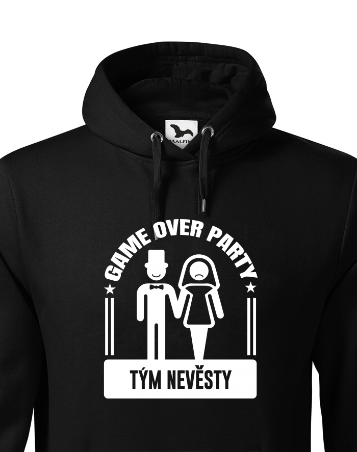 Pánská mikina s kapucí Game over party Tým nevěsty